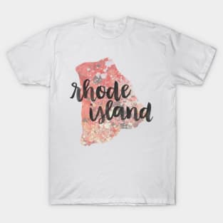 rhode island - calligraphy and abstract state outline T-Shirt